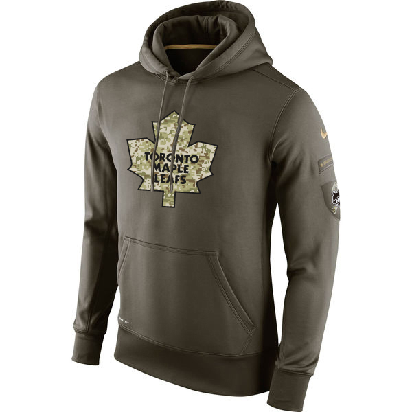 Men NHL Toronto Maple Leafs Nike Olive Salute To Service KO Performance Hoodie Green